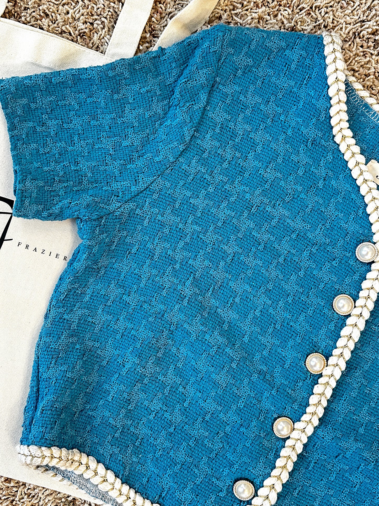 Semi Crop top Tweed skybule